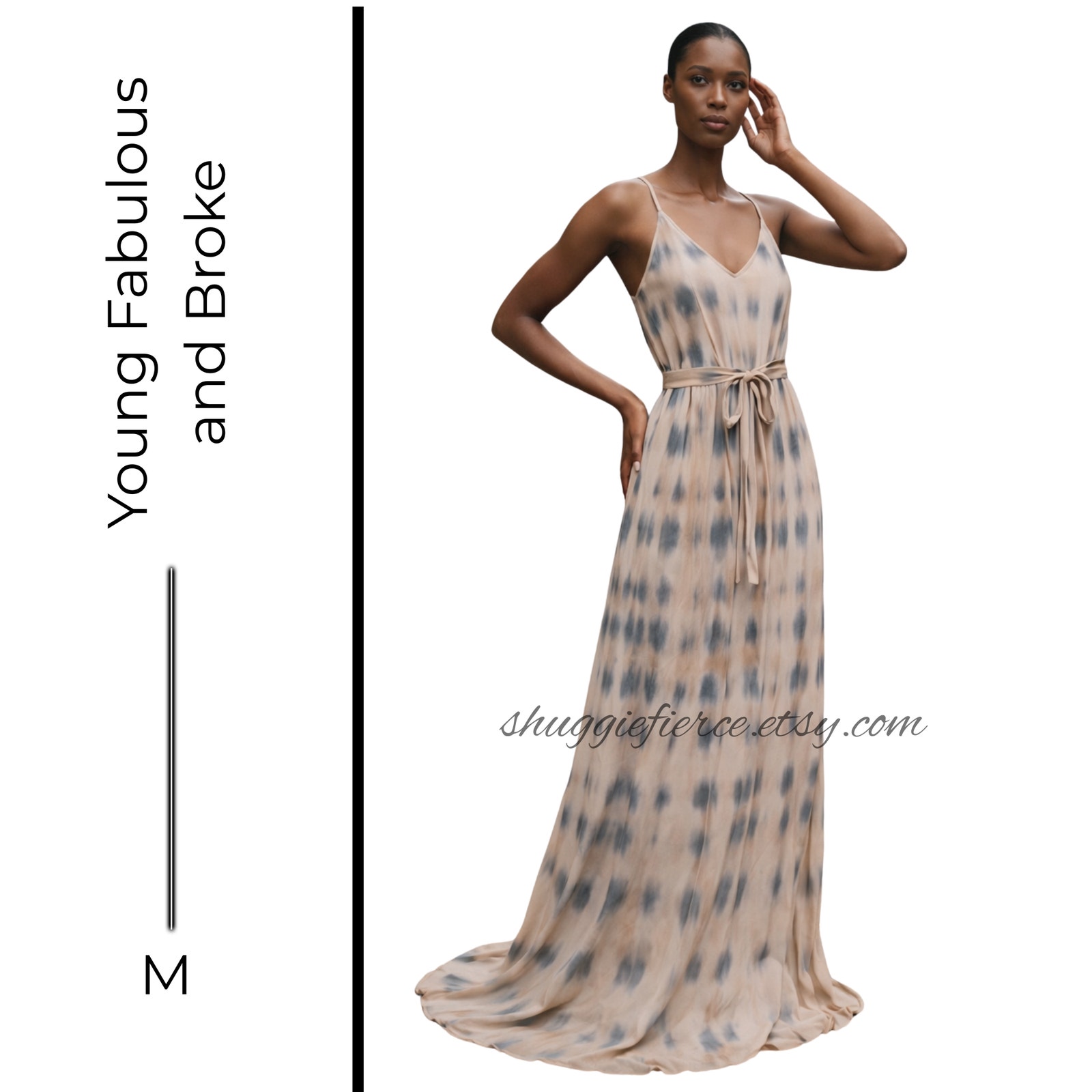 Msrp: $215 Yfb Carla Maxi Size M | Peach Abstract Animal Wash Same Day Ship